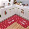 CAROMIO Set di 2 tappeti da cucina natalizi, antiscivolo, per ingresso, corridoio, decorazione natalizia, lavabile, con lettere bianche stampate, 40 x 60 + 40 x 120 cm