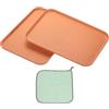 PATIKIL 30.5x22cm Vassoio Plastica, 2Pz Piatti Rettangolari Piccoli Vassoi da Portata Decorativo Vassoio con Panno Riutilizzabili Alimenti Grano per Dessert Frutta Torte,Arancione