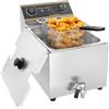 MOOTACO Gastro Friggitrice in acciaio inox, contenitore da 6 l, friggitrice elettrica Gastro 2500 W, con rubinetto di scarico del grasso e timer
