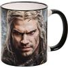 Elbenwald Witcher Tazza con Motivo di Geralt di Rivia e Logo del Lupo 320 ml Ceramica Grigia