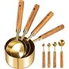 Cuteefun Set Di 8 Misurino Graduato, Misurini Cucchiai Con Misure Metriche E Americane, Acciaio Inossidabile, Finitura Lucida Dorata, Per Razioni A Secco E Liquidi, Per Cucinare E Cuocere Al Forno