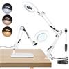 Towwoo Lampada con Lente d'Ingrandimento, 10X Lente d'ingrandimento da Tavolo con Luce e Supporto, 72 LED Dimmerabili, 3 Colore e 10 Livelli di Luminosità, per Lettura, Riparazione, Artigianato