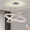 Cainjiazh Lampadario Ovale in Cristallo Dimmabile da 60 cm Lampadario a sospensione LED per cucina isola pranzo soggiorno e camera da letto con telecomando e controllo tramite app altezza regolabile
