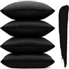 Sungeek Set di 4 federe decorative per cuscini, in morbido velluto tinta unita, con cerniera invisibile, quadrate, per divano, auto, patio, camera da letto, soggiorno 55x55cm Nero