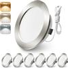 ALUSSO LIGHTING Set di 6 Faretti LED da Incasso, 12V led integrati 4W Cavo di Collegamento da 60 cm,3CCT 3000K Bianco Caldo 4000K Bianca Naturale 6000K Bianca Fredda, Apertura Ø55mm - Ø58mm Nichel