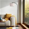 EDISHINE Lampada da terra per soggiorno, lampada ad arco con paralume in lino beige, attacco E27, lampada da terra nera da 161 cm con paralume regolabile (Lampadina fornita)