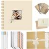 Vienrose Album Fotografico Scrapbook Fai da Te, 25,5 x 25,5 cm DIY Kit Completo con Copertina in Tela, 40 Pagine Bianche Accessori, Regalo per Matrimonio, Nascita, Viaggi, Compleanni, Natale, Beige