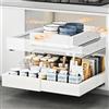 HONZUEN Cassetto Estraibile Cucina 2 Pezzi, Cassetto Telescopico per Mobile 41,5-55 cm, Cestello Estraibile per Dispensa con Installazione Facile, Organizzatore Cucina in Acciaio, Bianco