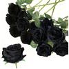 Xinxinphi 12 Pezzi Rose Artificiali Finte Seta, Fiori Finti Decorazioni, Rose Singola Gambo Lungo 50cm, Bouquet Sposa Matrimonio, Rosa Finta Realistiche per Ufficio, Giardino, Decorazione Casa & Cucina (Nero)