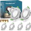 YindaLux Faretti da incasso 230V 5W 2700K, Girevole a 45°, GU10 Faretti led soffitto Nichel, Diametro Foro Ø68-80mm, IP44 Faretto led da incasso per cartongesso, cucina, Set di 6, Non dimmerabile
