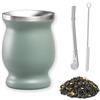 ARCPNRT Yerba Mate Cup, Tazza da 230 ml Facile da Pulire, Con Cannuccia e Spazzola per la Pulizia, Set di Tazze in Acciaio Inox, Adatto per Cucina, Ristorante, bar, Tazza da Bere, Verde