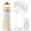 WIYETY Leuchtturm Deko mit Licht: Lampada faro LED con telecomando, casa luminosa con proiezione di luna LED per Natale, regalo di compleanno