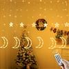 Qillnyy 138 LED Tenda luminosa Ramadan, 5,5 m/8 modalità ghirlanda luminosa stella luna per esterno/interno, impermeabile IP65 e funzione memoria per Ramadan, camera, balcone decorazioni