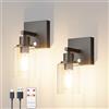 Klighten 6000 mAh Lampada da parete Senza Fili con Telecomando, Applique da Parete Interno Batteria Operata 2PCS,lampada da parete ricaricabile 3000K bianco caldo, con lampadina, Nero