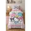Halantex Hello Kitty and Friends Copripiumino Singolo 140x200 + Federa Kawaii Rosa
