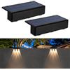 ALLOMN Luci per Recinzione Solare per Giardino Esterno, 2 PCS 3 LED Lampada da Parete Solari Impermeabili Luci per Scale Gradini Esterni Giardino Cortile Scale Patio Terrazza Vialetto (Bianco Caldo)