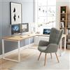 MEUBLE COSY Sedia da Ufficio Scandinava con Braccioli, Poltrona da Scrivania Ergonomica Imbottita in Tessuto, Sedia da Lavoro Comoda per Studio, Home Office, Grigio