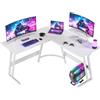 JUMMICO Scrivania Angolare, Scrivania Gaming 120x120cm - Tavolo da Gioco a L con Supporto Reversibile per lo Schermo - Versatile (gioco/lavoro/studio) - Rivestita in Carbonio - Bianco