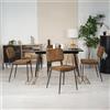 MEUBLE COSY Set di Mobili per Sala da Pranzo da 5 Pezzi con 1 Tavolo Allungabile e 4 Sedie in Pelle Scamosciata, Struttura in Acciaio per Cucina e Soggiorno, Nero + Oro + Marrone