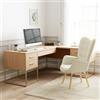 MEUBLE COSY Sedia da Ufficio Scandinava con Braccioli, Poltrona da Scrivania Ergonomica Imbottita in Tessuto, Sedia da Lavoro Comoda per Studio, Home Office, Beige