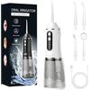 Suevut Idropulsore Dentale Oral,Irrigatore Orale,Idropulsore Dentale Portatile,Elettrico Oral Water,con 5 Modalità e 6 Beccucci,Serbatoio da 380ml,Impermeabile IPX7,per Uso Domestico e Viaggi(Bianco)