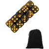 CULEB 10 PCS Dadi,16mm D6 Dadi da Gioco Acrilici,SetDadi con Borsa di Velluto per Giochi da Tavolo,Giochi di Ruolo(Nero-Oro)