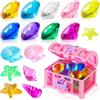 LUYANFX Gioielli Subacquei per Piscina 28 Pezzi Giocattoli Subacquei Immersione Giocattolo Spiaggia Giochi Sott'Acqua Estivo Gemme per Bambini Pietre Colorate per Decorazioni con Scrigno Tesoro