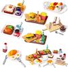 YAJIMAOY Accessori Casa delle Bambole in Miniatura, 1:12 Accessori da Cucina in Miniatura, Alimenti in Miniatura, Cibo Giocattolo per Bambini con Miniatura Fries Hamburger Latte Caffè Uova, Set Mini Cibo
