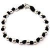 Spadarella Gioielli Spadarella spadino bracciale con sfere in argento 925 di diametro 6 mm e cotone nautico nero.Fatto a mano.Unisex.Lunghezza 17 cm.