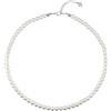 FOCALOOK Collana Girocollo Donna Perle di Cristallo da 6 mm Colore Bianco con Catenina Acciaio 40cm+ 5cm