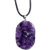 JEVLUH Ciondolo A Grappolo di Cristallo di Ametista Grezza Dell'Uruguay,Collana con Vera Gemma Viola Reiki Chakra for Donne,Viola