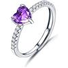JeweBella Anello Cuore Argento 925 Donna Elegante Anello Cuore Regolabile Zirconia Cubica Amicizia Fidanzamento Matrimonio Anniversario Promessa Fedine