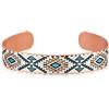 FRONT LINE JEWELRY COPPER REFLECTIONS Bracciale Braccialetti Nativi Americani Colorati Unisex con Fondale Blu Teal e Motivi Geometrici. Gioielli nativi artigianali artigianali (bracciale nativo)