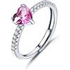JeweBella Anello Cuore Argento 925 Donna Elegante Anello Cuore Regolabile Zirconia Cubica Amicizia Fidanzamento Matrimonio Anniversario Promessa Fedine