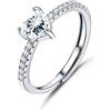 JeweBella Anello Cuore Argento 925 Donna Elegante Anello Cuore Regolabile Zirconia Cubica Amicizia Fidanzamento Matrimonio Anniversario Promessa Fedine