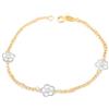 Monde Petit Bracciale per bambini fiori - due ori 9k (375) - Scatola Regalo - Certificato di garanzia