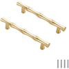 FEEIMOL 2 pezzi Bambù Forma Maniglie Maniglie per Mobili Cucina Armadio Cassetto Pomelli Lega di Zinco Maniglia per Porta Comò Bar Maniglie Foro singolo