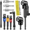 Zinueen Set di 20 cacciaviti angolari da 105°, inserto angolare per avvitatore a batteria con prolunga, cacciavite angolare e cambio angolare per avvitatore a batteria, albero flessibile per angolo