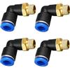 HAFRILY 4 pezzi da 90° 1/8 su 6 mm pneumatico angolare raccordo a innesto pneumatico per tubi a innesto, attacco ad aria compressa