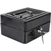 Joyzan Scatola impermeabile ignifuga con serratura a chiave, 1 mini cassaforte portatile in acciaio Petty bloccabile Cash Money Coin Jewelry Security Box con maniglia per la casa (nero)