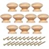 PATIKIL Manopole da 1-3/8 Pollici, 10pz Pomelli Rotondi per Cassetti e Cassettiere Maniglie Legno Pomelli per Cassetti Viti per Mobili da Cucina, Porta, Colore Legno