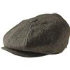 Peaky Blinders, Berretto a 8 Spicchi Piatto in Stile "Newsboy", Lana di Tweed A Spina di Pesce Verde. XL (61cm)