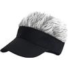 LXOrdora Cappelli da uomo con visiera con parrucca a spillo, cappello da baseball regolabile con capelli finti, Nero e grigio., Taglia unica
