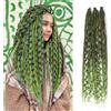 Seimainurs Extension dreadlock sintetiche, 61 cm, stile hippie, con estremità singola, 0,6 cm di larghezza, estensioni per capelli stile reggae all'uncinetto, per donne (T1B/verde, 3 stili misti 61 cm (6 fili))