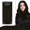 Fshine Extension Capelli Veri Clip 45 cm 7 pcs 135 g Extension Clip Capelli Veri Castano scuro Lisci Umani Estensione Clips Invisibile Compleanno Colore 2