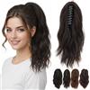Elailite Extension Coda Capelli Ricci Mossi Coda Finta di Cavallo con Pinza Clip Ponytail 30cm + Marrone Medio