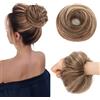 MY-LADY Chignon Finto per Capelli Veri- Cerchio Elastico Dritto Biondo Scuro/Biondo - Facile Updo Naturale per Donne Ragazze 25g Liscio