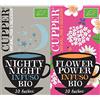 CUPPER Nighty Night Infuso Biologico con Cannella, Camomilla e Melissa, Tisana Rilassante con Ingredienti Naturali & Flower Power Infuso Biologico con Fiori di Sambuco, Camomilla e Ibisco