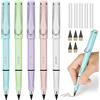 Ainiv 5 matite senza inchiostro perpetue, infinity Pencil con 5 gomme e 5 testine intercambiabili, matita riutilizzabile portatile per scrivere studenti, casa, ufficio, scuola