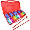 KEGOZ Xilofono Glockenspiel cromatico a 25 note, in custodia rossa, xilofono colorato con tasti neri e bianchi e due battitori in plastica, per bambini e adulti, percussioni musicali per strumenti educativi